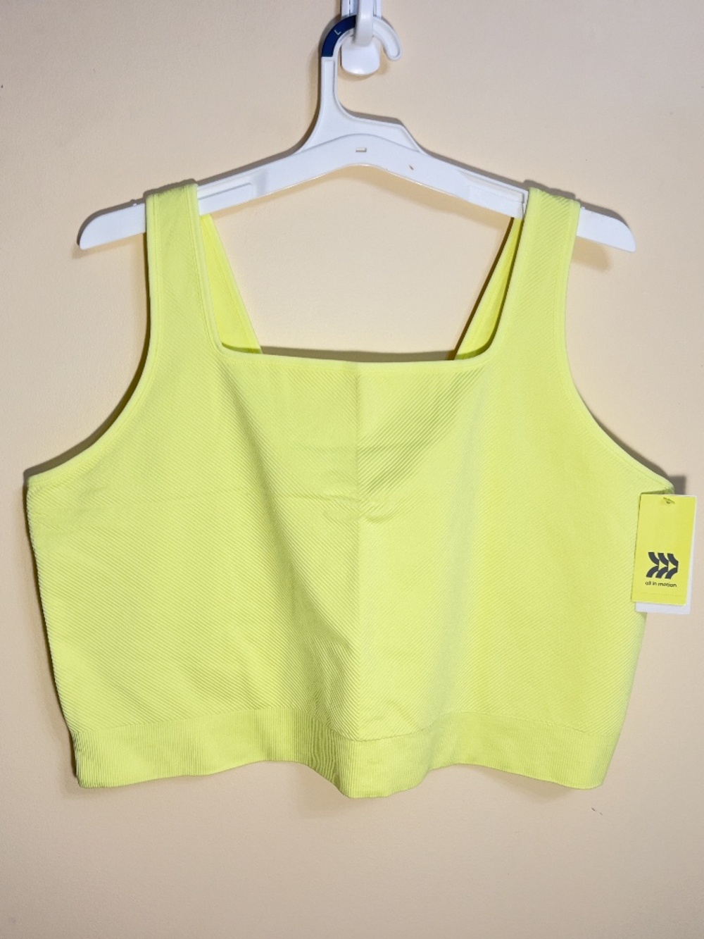 Women's Super Flex Square Neck Ultra Cropped Tank Top, Neon Color, 3X